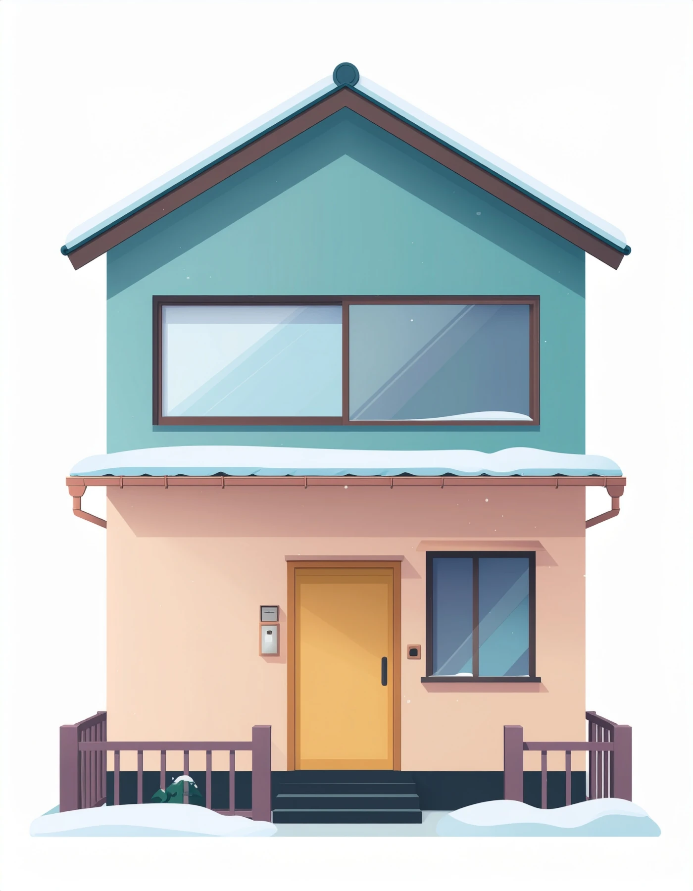 冬の住宅外観の絵