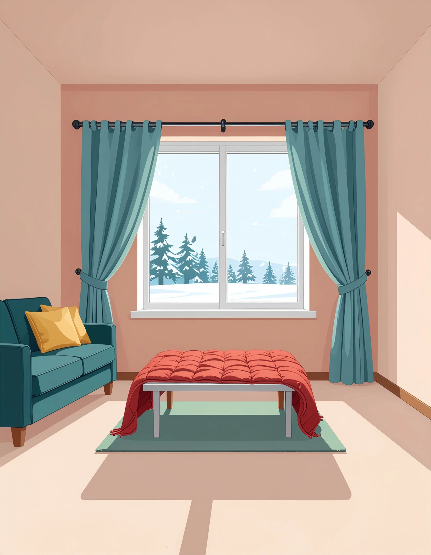 冬のリビングの絵