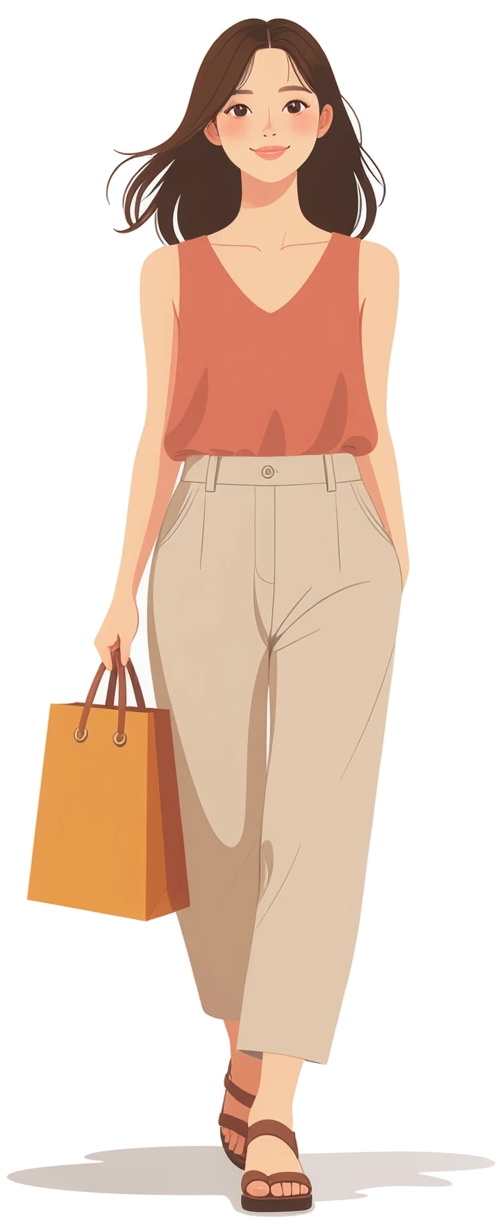 ノースリーブとワイドパンツの絵