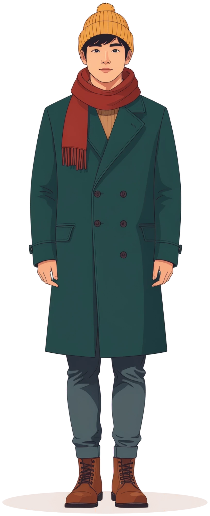 ピーコートとマフラーの絵